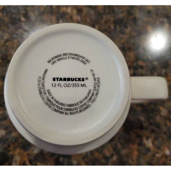 Starbucks Coffee Mug Abstract Floral Pattern Stackable 12 OZ Orange Mug 2016 - Picture 7 of 7